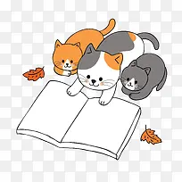 卡通可爱创意猫咪看书-空若网 卡通可爱创意猫咪看书-空若网