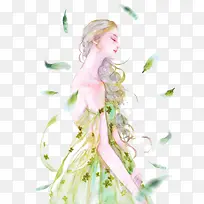 手绘叶子和人-空若网 手绘叶子和人-空若网