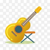 卡通吉他摆放音乐扁平化图标-空若网 卡通吉他摆放音乐扁平化图标-空若网