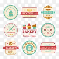 9款彩色烘培食品标签矢量图-空若网 9款彩色烘培食品标签矢量图-空若网