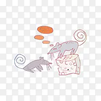 卡通手绘两只老鼠图案-空若网 卡通手绘两只老鼠图案-空若网