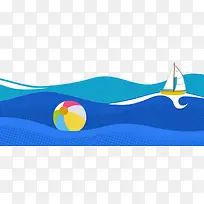 手绘卡通蓝色渐变大海波浪-空若网 手绘卡通蓝色渐变大海波浪-空若网