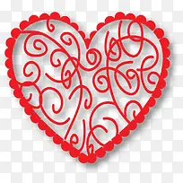 红色中国风花藤爱心剪纸-空若网 红色中国风花藤爱心剪纸-空若网