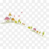 手绘郊外村庄插图矢量图-空若网 手绘郊外村庄插图矢量图-空若网