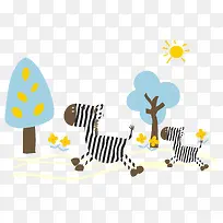 卡通斑马插画矢量图-空若网 卡通斑马插画矢量图-空若网