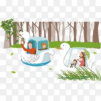 划船人物插画矢量-空若网 划船人物插画矢量-空若网