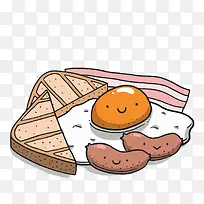 彩绘可爱早餐食物矢量图-空若网 彩绘可爱早餐食物矢量图-空若网