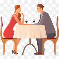 情侣餐厅吃饭插画-空若网 情侣餐厅吃饭插画-空若网