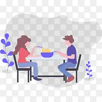 餐厅吃饭的男女卡通图-空若网 餐厅吃饭的男女卡通图-空若网