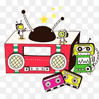 卡通录音机手绘-空若网 卡通录音机手绘-空若网