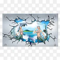 创意时尚裂口墙绘装饰图-空若网 创意时尚裂口墙绘装饰图-空若网