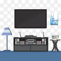 时尚整洁客厅扁平化矢量素材-空若网 时尚整洁客厅扁平化矢量素材-空若网