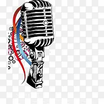 麦克风彩色花纹矢量素材-空若网 麦克风彩色花纹矢量素材-空若网