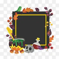 万圣节边框装饰卡通油锅骷髅-空若网 万圣节边框装饰卡通油锅骷髅-空若网