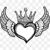 手绘皇冠翅膀爱心-空若网 手绘皇冠翅膀爱心-空若网