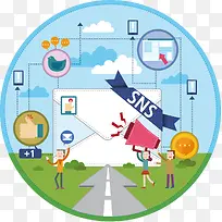 手绘邮件交流矢量图-空若网 手绘邮件交流矢量图-空若网