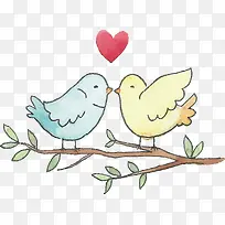 手绘树枝情侣小鸟-空若网 手绘树枝情侣小鸟-空若网