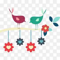 情人节小鸟树枝装饰图案-空若网 情人节小鸟树枝装饰图案-空若网