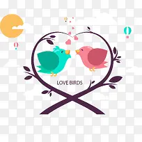 树枝上接吻爱情鸟-空若网 树枝上接吻爱情鸟-空若网