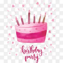 水彩手绘粉红蛋糕-空若网 水彩手绘粉红蛋糕-空若网