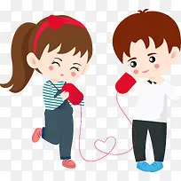 卡通情侣打电话装饰贴纸-空若网 卡通情侣打电话装饰贴纸-空若网