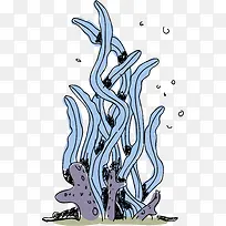 蓝色妖娆卡通矢量海草-空若网 蓝色妖娆卡通矢量海草-空若网