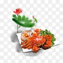 产品实物大闸蟹荷花荷叶芹菜盘子-空若网 产品实物大闸蟹荷花荷叶芹菜盘子-空若网