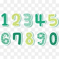 绿色花纹卡通数字-空若网 绿色花纹卡通数字-空若网
