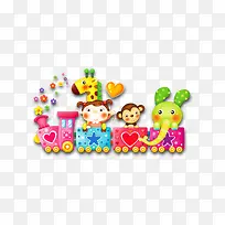 可爱卡通儿童动物坐小火车-空若网 可爱卡通儿童动物坐小火车-空若网