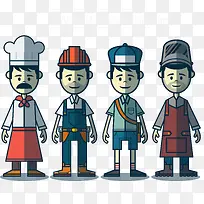 4款扁平化职业男子矢量-空若网 4款扁平化职业男子矢量-空若网