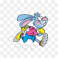 卡通手绘跑步的卡通兔子-空若网 卡通手绘跑步的卡通兔子-空若网