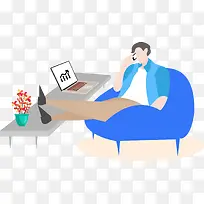 打电话卡通手绘插画人物-空若网 打电话卡通手绘插画人物-空若网