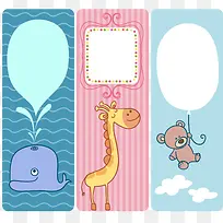 3款卡通动物卡片矢量素材-空若网 3款卡通动物卡片矢量素材-空若网