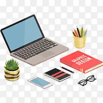 矢量笔记本电脑与生活用品-空若网 矢量笔记本电脑与生活用品-空若网