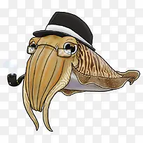 手绘卡通可爱墨鱼-空若网 手绘卡通可爱墨鱼-空若网