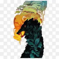 矢量狼和烟-空若网 矢量狼和烟-空若网