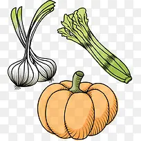 南瓜蒜芹菜PNG矢量素材-空若网 南瓜蒜芹菜PNG矢量素材-空若网