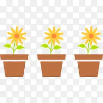 卡通手绘盆栽向日葵-空若网 卡通手绘盆栽向日葵-空若网