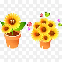 矢量向日葵花朵盆栽素材-空若网 矢量向日葵花朵盆栽素材-空若网