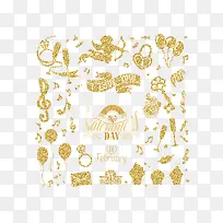 情人节金色图案免抠下载-空若网 情人节金色图案免抠下载-空若网