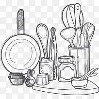 矢量铅笔手绘厨房用具-空若网 矢量铅笔手绘厨房用具-空若网