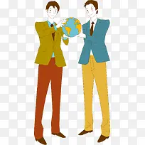 矢量手绘手托地球的男子-空若网 矢量手绘手托地球的男子-空若网