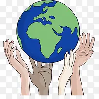 矢量手绘手托地球-空若网 矢量手绘手托地球-空若网