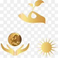 矢量手绘金色环保图案-空若网 矢量手绘金色环保图案-空若网