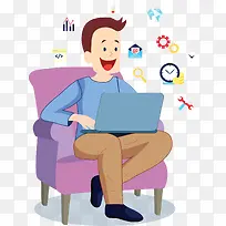 坐在沙发电脑上网-空若网 坐在沙发电脑上网-空若网