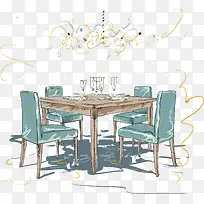 手绘的咖啡厅桌椅下载-空若网 手绘的咖啡厅桌椅下载-空若网