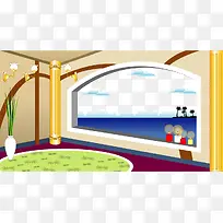 手绘客厅一角矢量图-空若网 手绘客厅一角矢量图-空若网