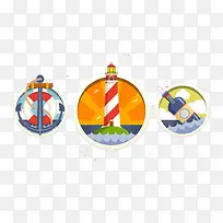 扁平化海洋元素图标-空若网 扁平化海洋元素图标-空若网