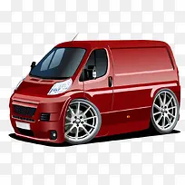 卡通手绘红色面包车漫画-空若网 卡通手绘红色面包车漫画-空若网