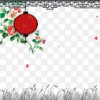 手绘狗尾巴草春节灯笼海报-空若网 手绘狗尾巴草春节灯笼海报-空若网